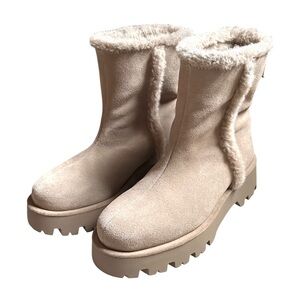 Zara Faux Fur Suede Ankle Boots